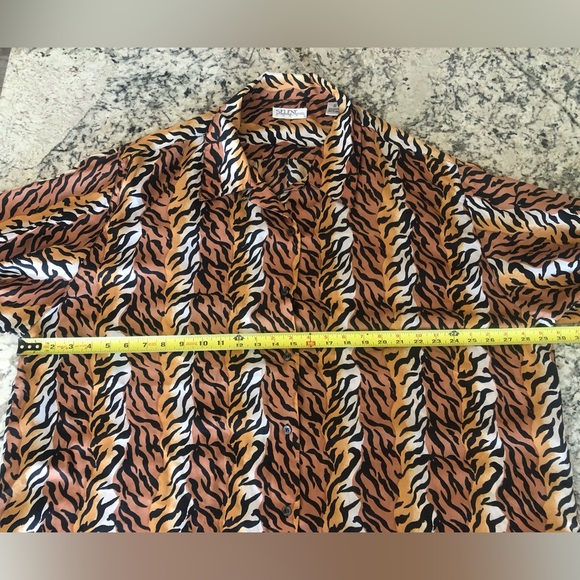 Selene of Paris 100% Silk Long Sleeve Blouse Top Tiger Stripe Plus Sz 3x NWOT - Picture 8 of 12